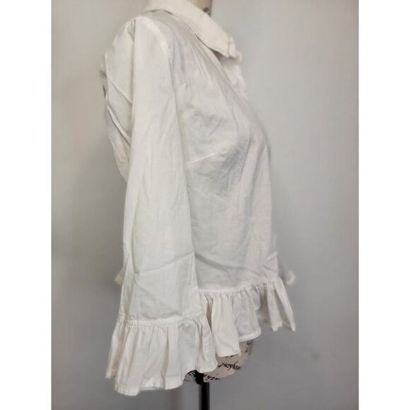 Vintage Bebe Button Shirt XS Ruffle Blouse Collar Relax Semi Crop White Italy - Picture 5 of 10